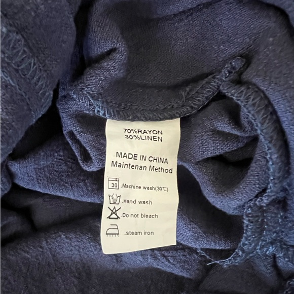 Blue linen romper XL women’s - Picture 3 of 5